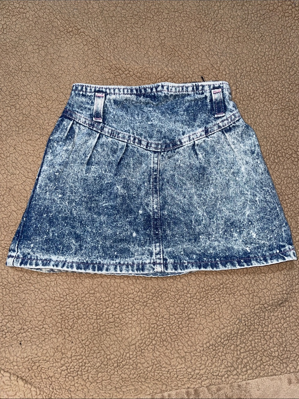 Blue Acid-Wash Denim Mini Skirt